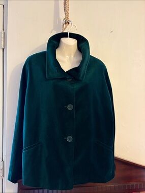 Talbots Deep Teal Velvet Cape Coat.   Cotton